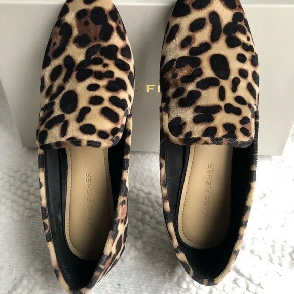 Marc Fisher Abree3 Studded Smoking Flats, Leopard - Picture 6 of 8